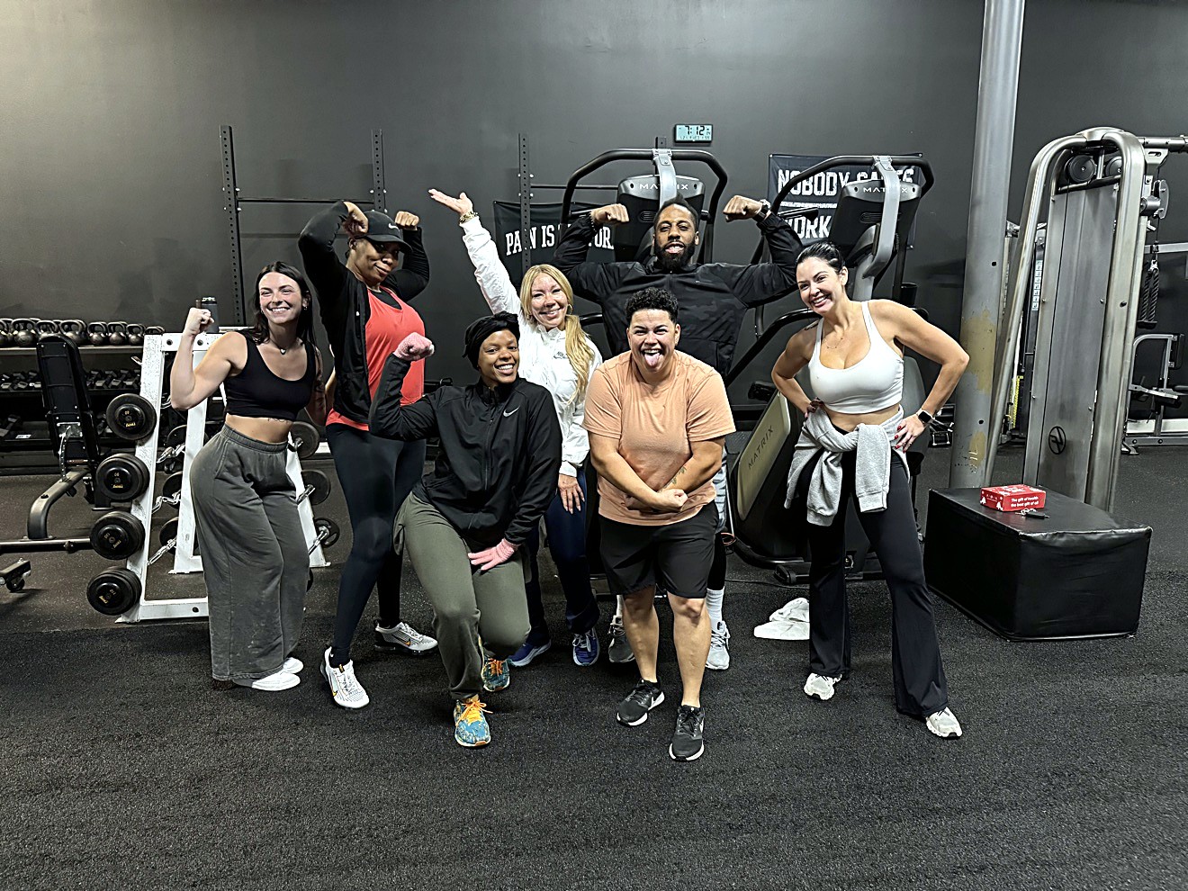 Coach Bert with members after a session at Look Who's Fit